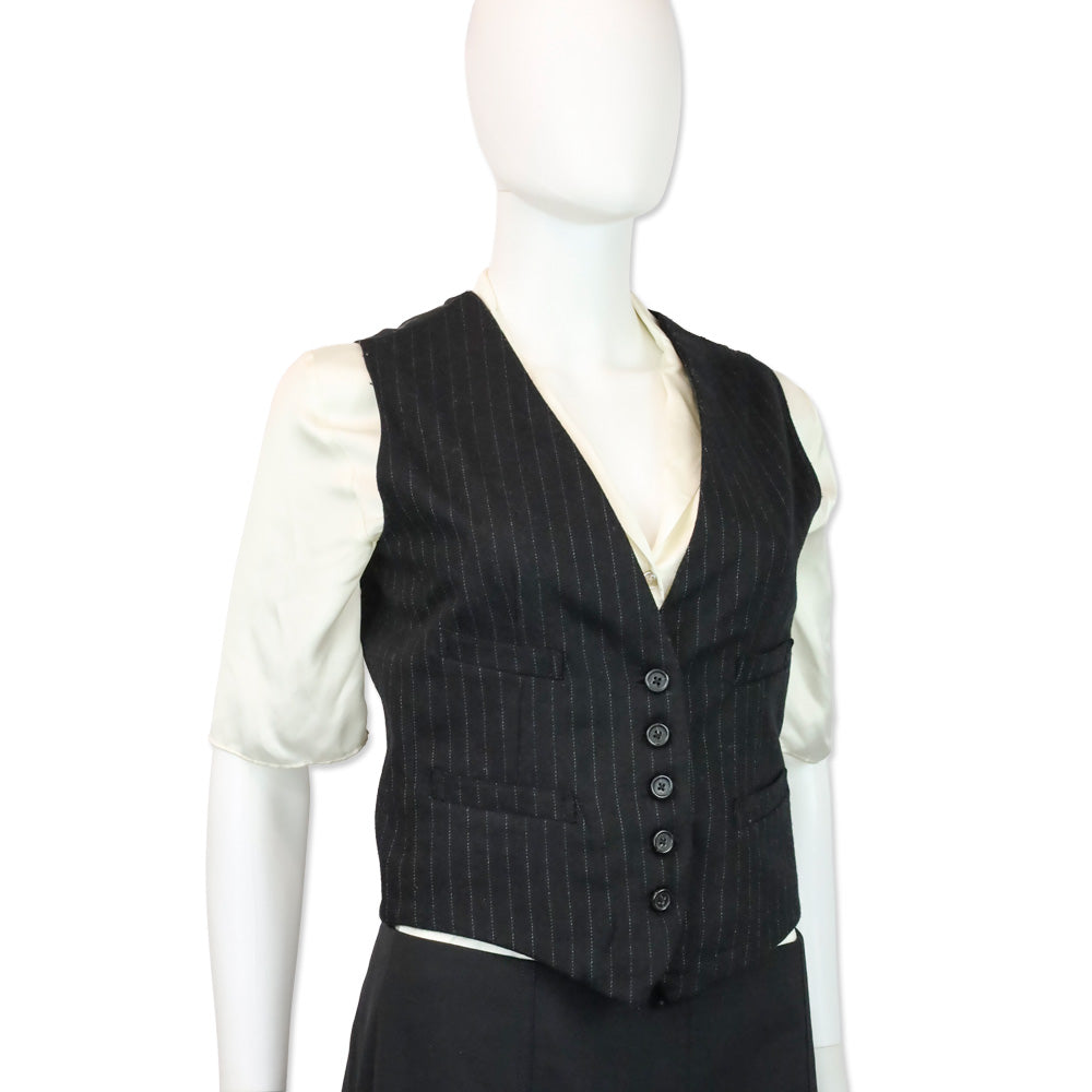 Denim & Supply Ralph Lauren Black Pinstripe Wool-Blend Vest