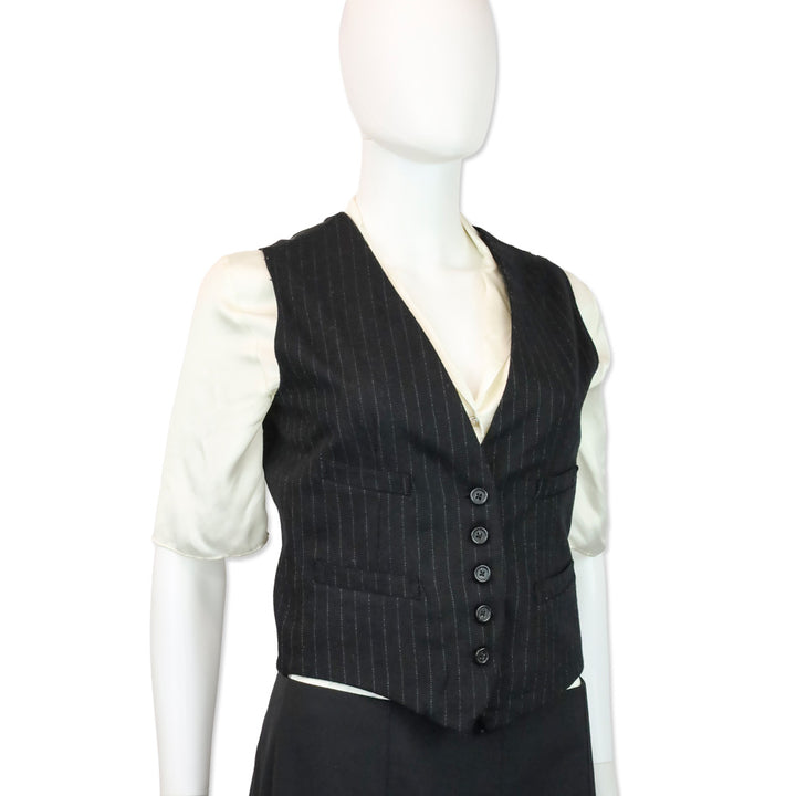 Denim & Supply Ralph Lauren Black Pinstripe Wool-Blend Vest