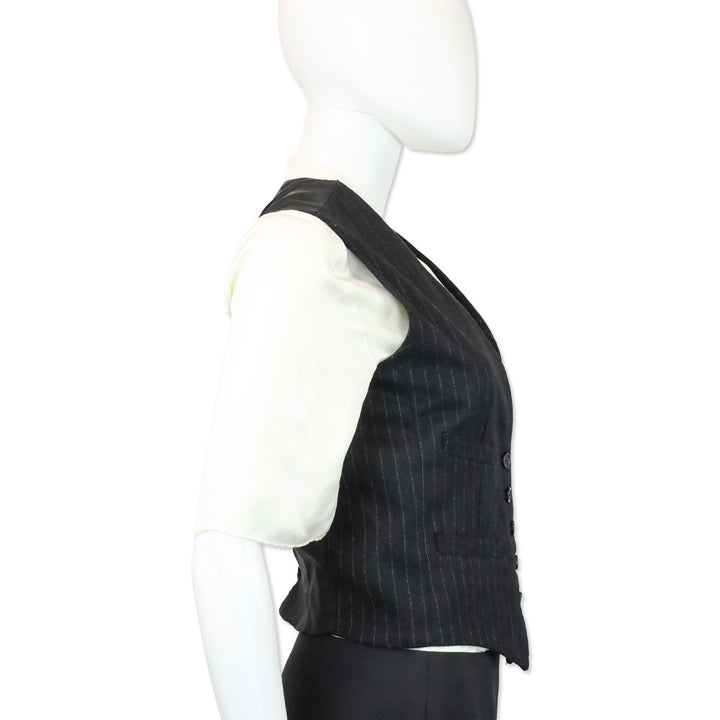 Denim & Supply Ralph Lauren Black Pinstripe Wool-Blend Vest