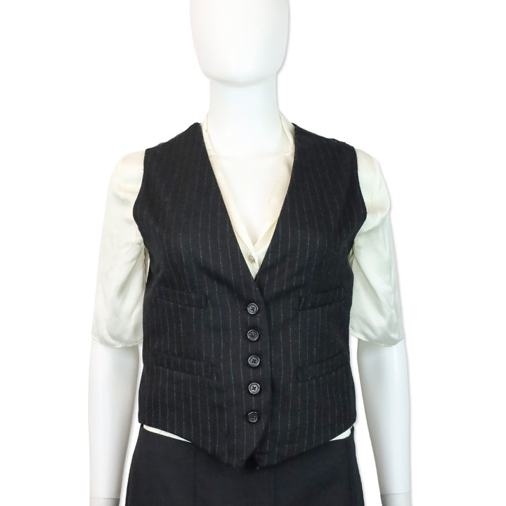Denim & Supply Ralph Lauren Black Pinstripe Wool-Blend Vest