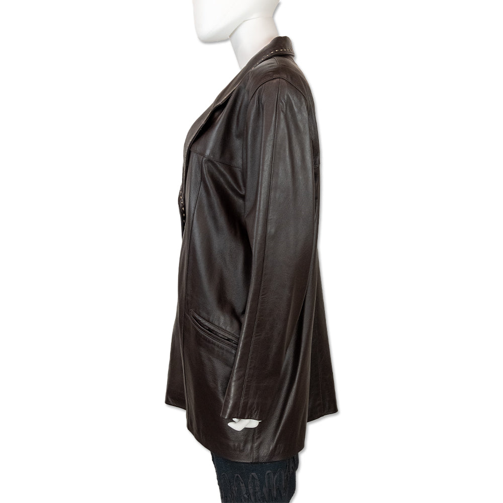 Dero by Rocco D'Amelio Brown Leather Trench Coat