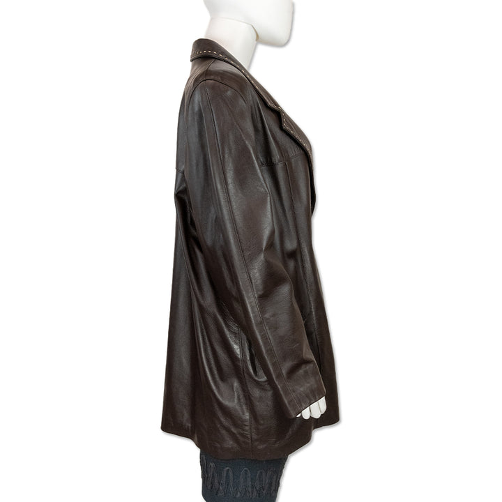 Dero by Rocco D'Amelio Brown Leather Trench Coat