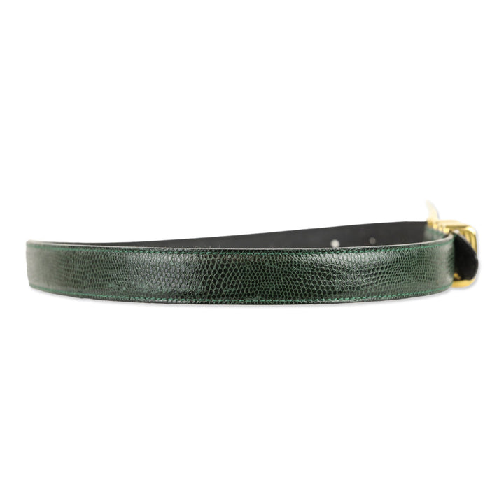 Desmo Green Lizard Leather Gold Buckle Belt