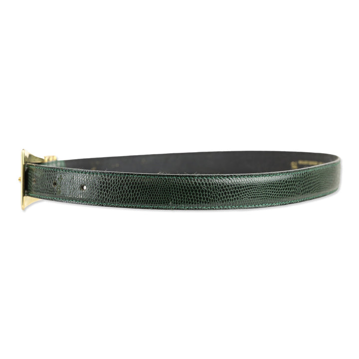 Desmo Green Lizard Leather Gold Buckle Belt