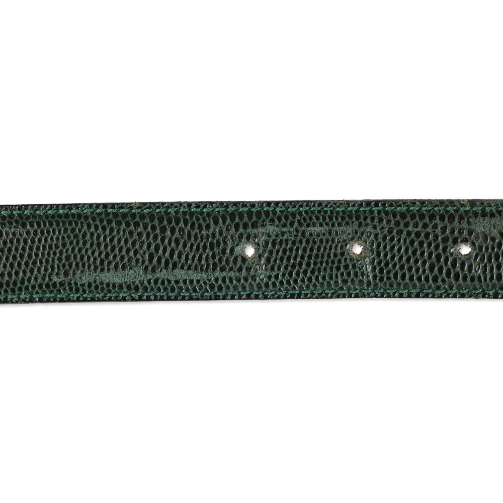 Desmo Green Lizard Leather Gold Buckle Belt