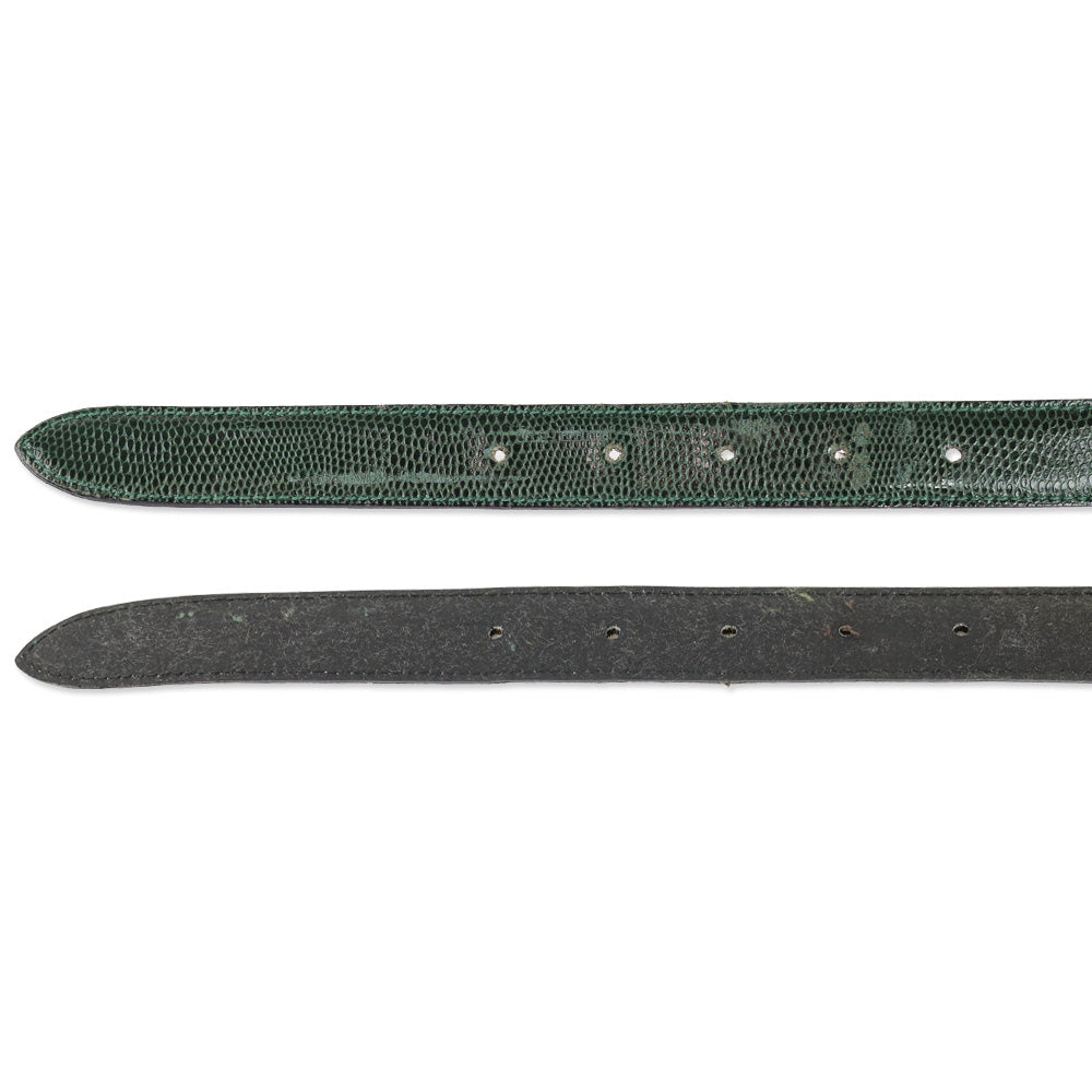 Desmo Green Lizard Leather Gold Buckle Belt