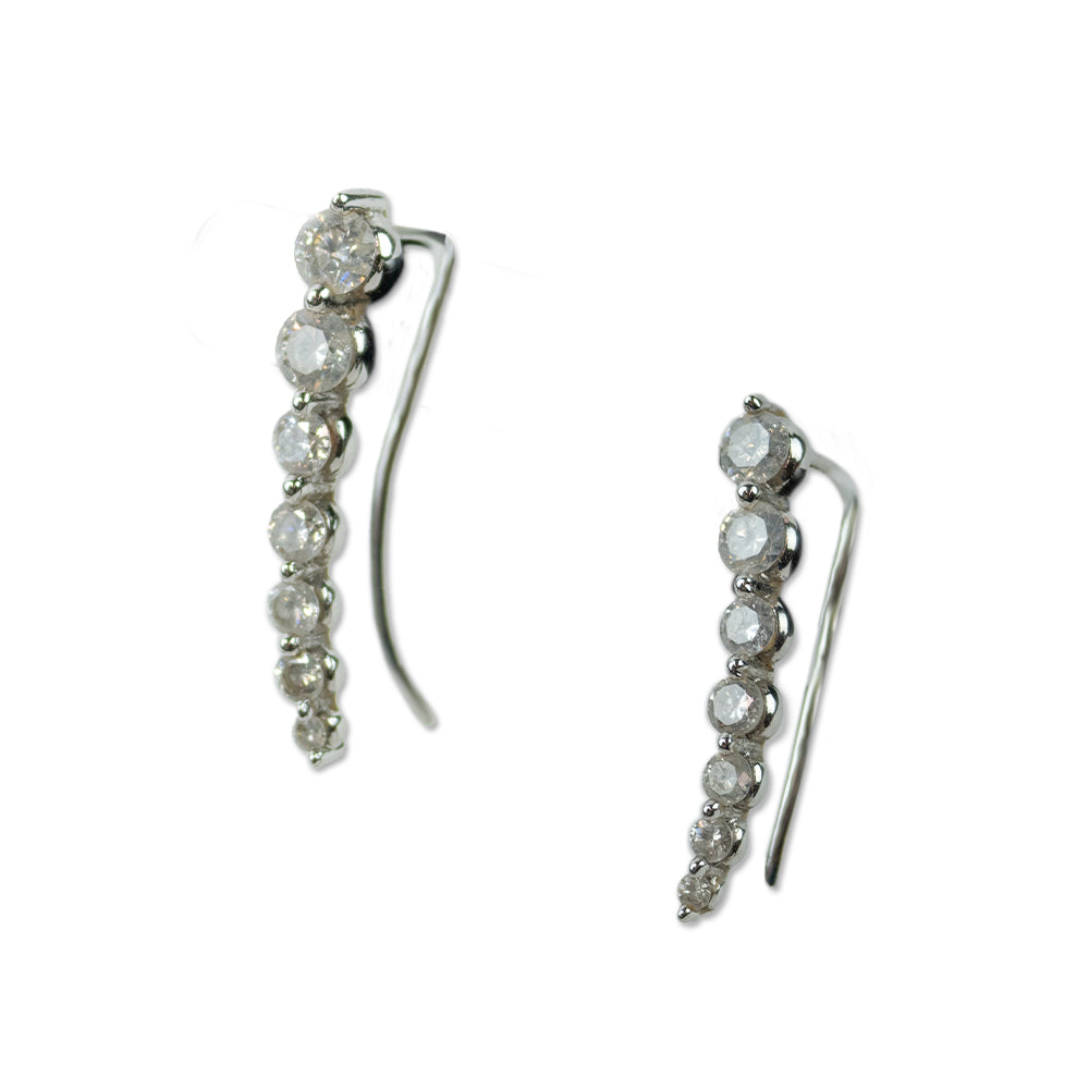 Silver Diamond Ear Climbers