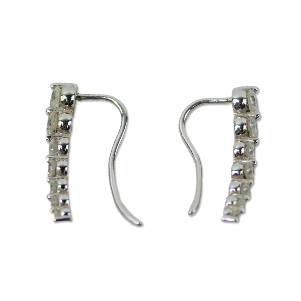 Silver Diamond Ear Climbers