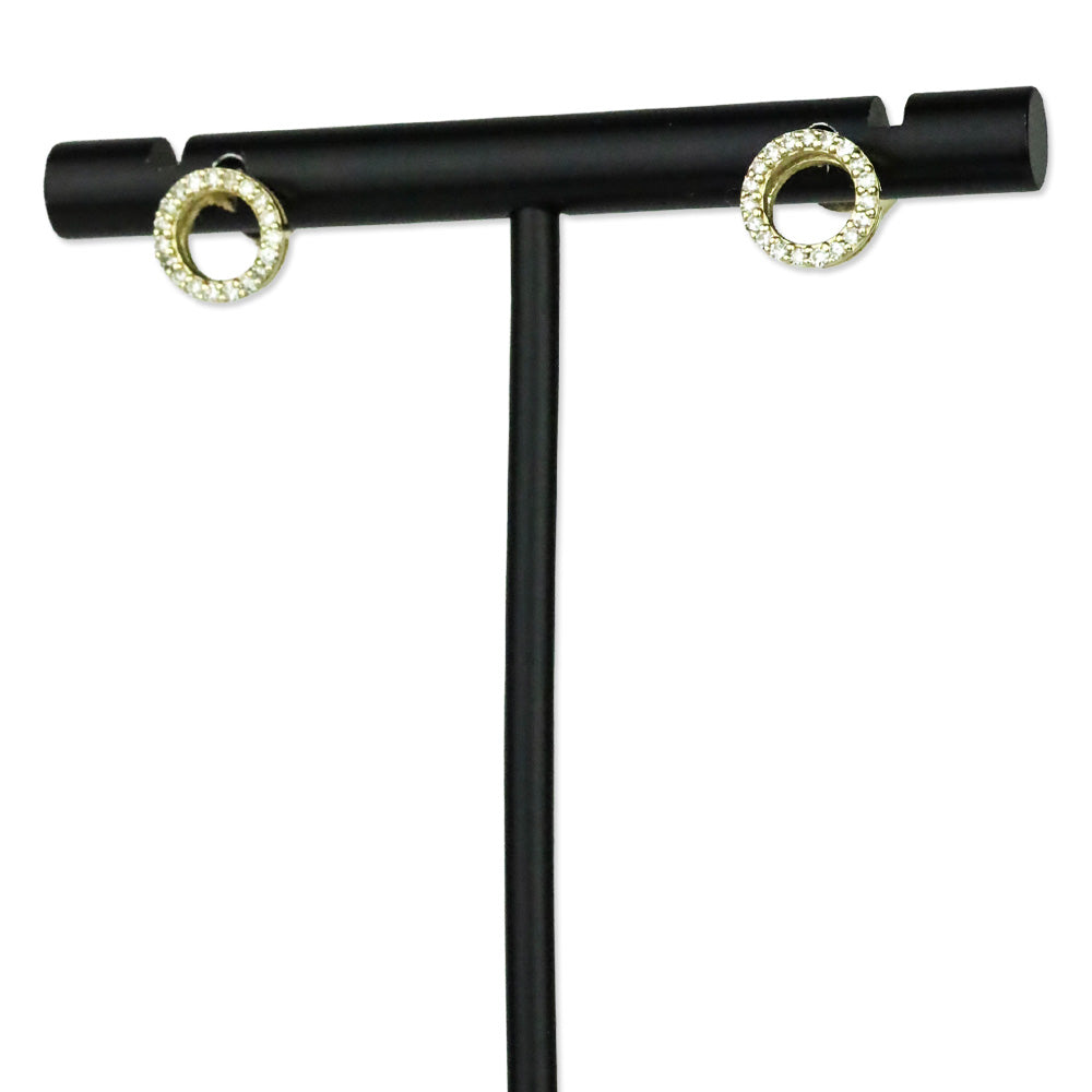 Diamond Pavé 14k Gold Circle Stud Earrings
