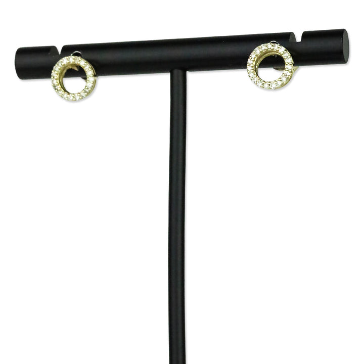 Diamond Pavé 14k Gold Circle Stud Earrings