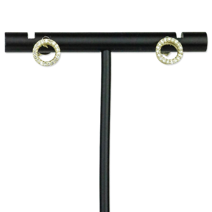 Diamond Pavé 14k Gold Circle Stud Earrings