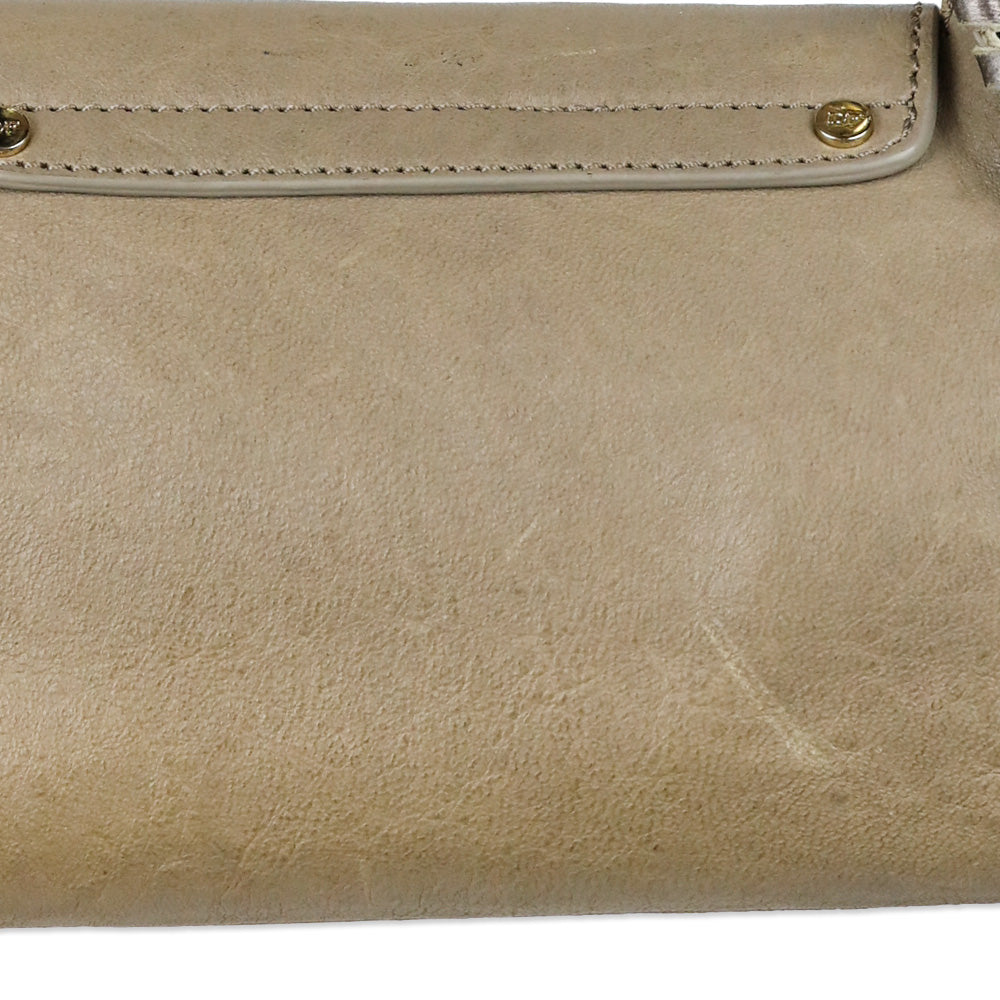 Diane von Furstenberg Piper Evening Brown Leather Ruffle Accent Bag