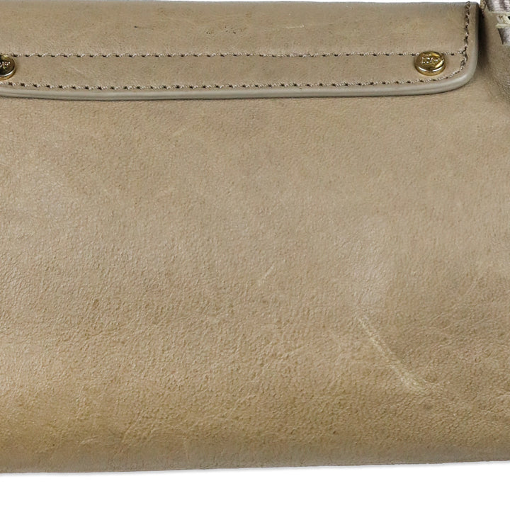 Diane von Furstenberg Piper Evening Brown Leather Ruffle Accent Bag