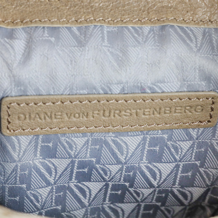 Diane von Furstenberg Piper Evening Brown Leather Ruffle Accent Bag