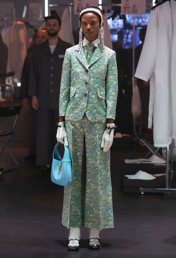 Gucci x Liberty London Green Floral-Print Wool and Mohair-Blend Blazer