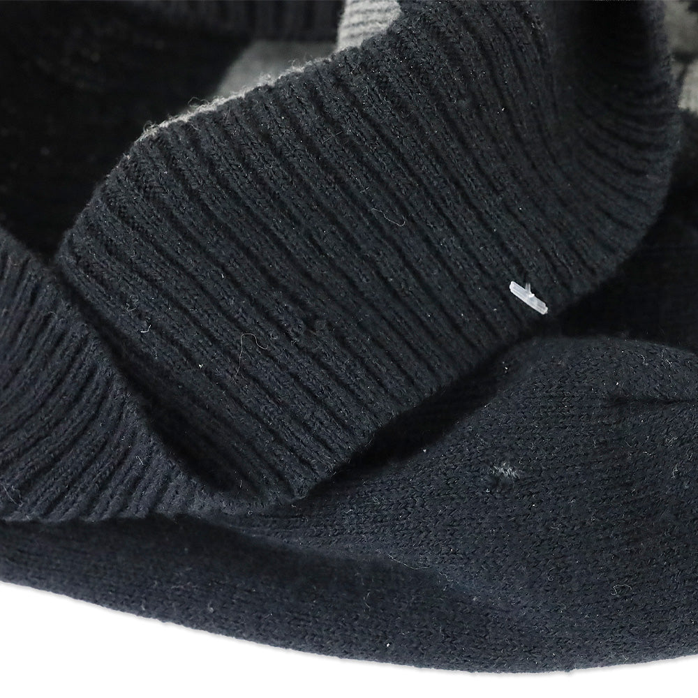 Diesel Black Ribbed Knit Logo Beanie