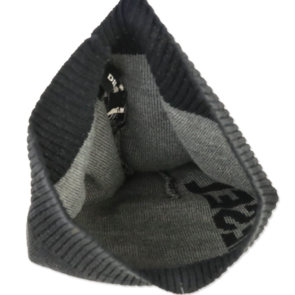 Diesel Black Ribbed Knit Logo Beanie
