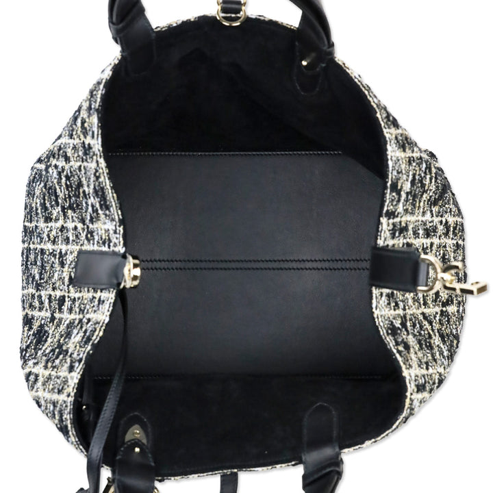 Dior Black Tweed with Gold-Tone Cannage Motif Medium Dior Toujours Bag