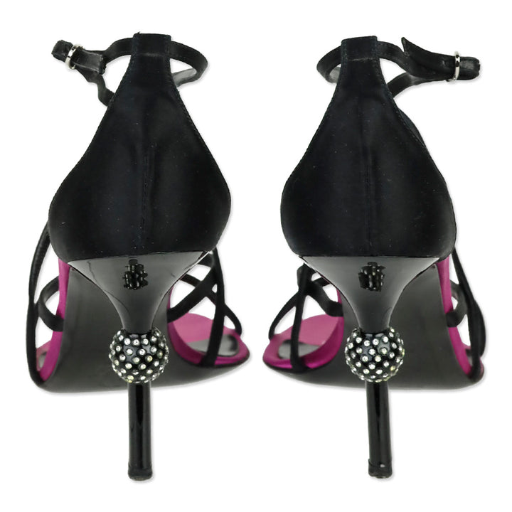 Dior Black/Purple Satin Strappy Heeled Sandals