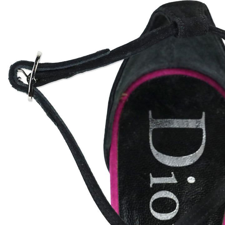 Dior Black/Purple Satin Strappy Heeled Sandals