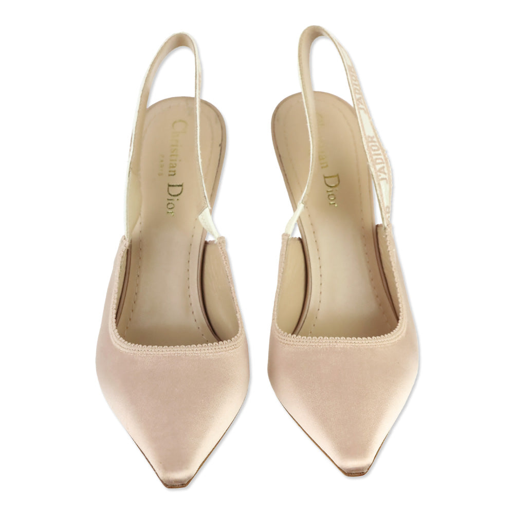 Dior Blush Pink Satin J'Adior Slingback Pump