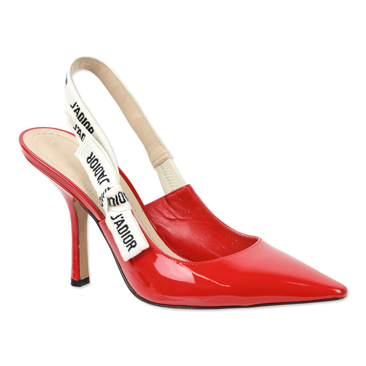 Christian Dior J'adior Deep Red Patent Calf Leather Slingback Sandal