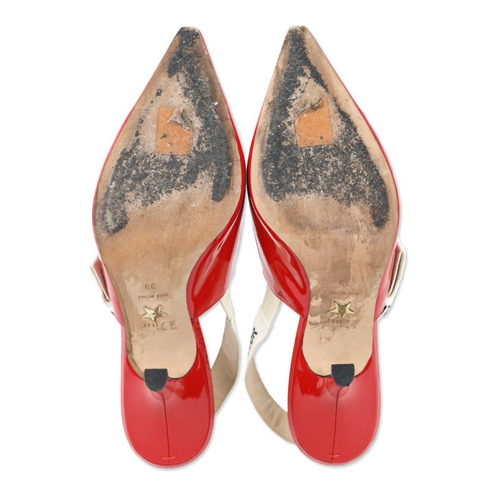 Christian Dior J'adior Deep Red Patent Calf Leather Slingback Sandal