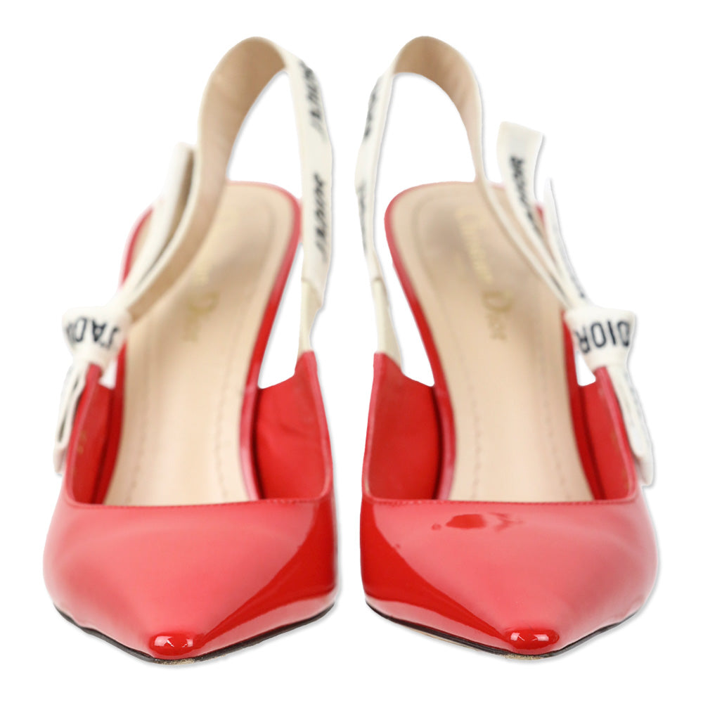 Christian Dior J'adior Deep Red Patent Calf Leather Slingback Sandal