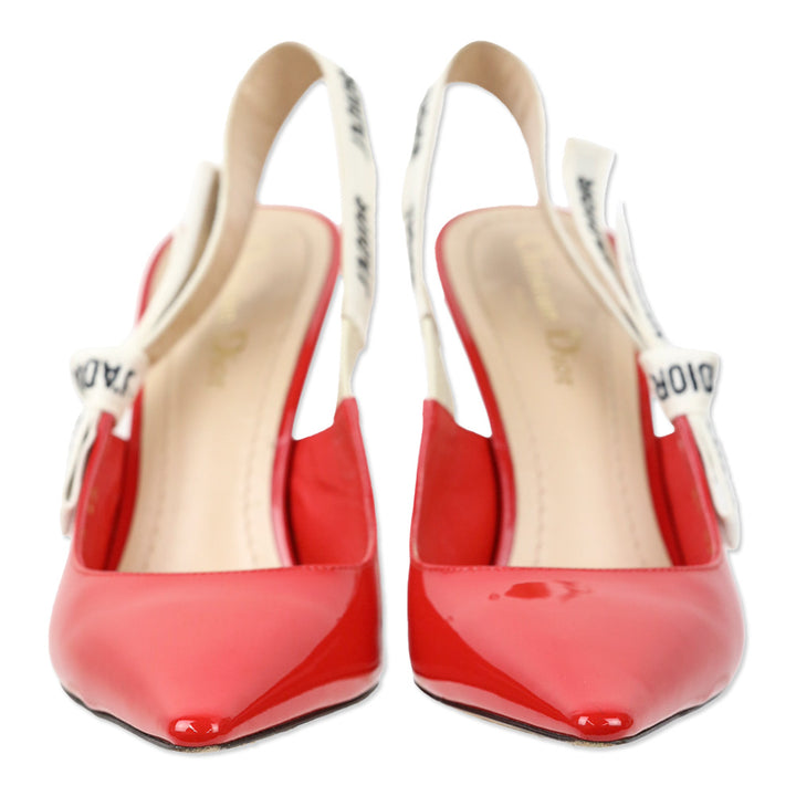 Christian Dior J'adior Deep Red Patent Calf Leather Slingback Sandal