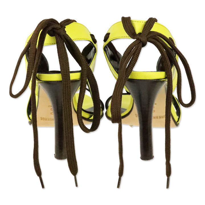 Dirk Bikkembergs Yellow Leather Lace-Up Sandal