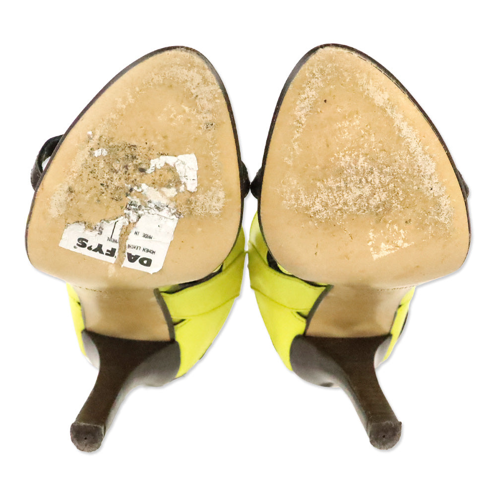 Dirk Bikkembergs Yellow Leather Lace-Up Sandal