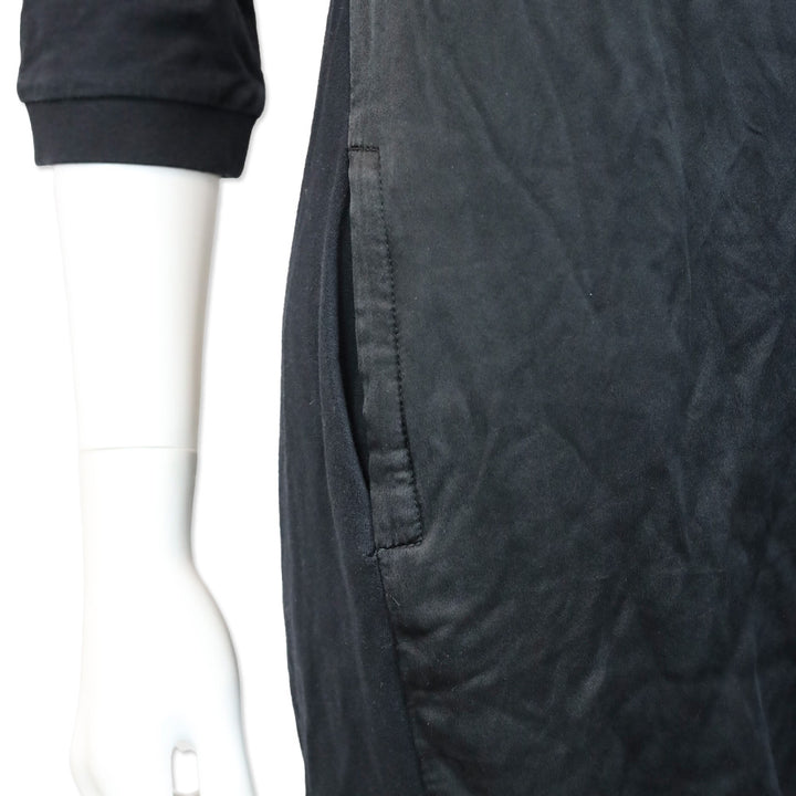 Dolce & Gabbana Black 3/4 Sleeve Midi Sweatshirt Dress with Silk Front Panel