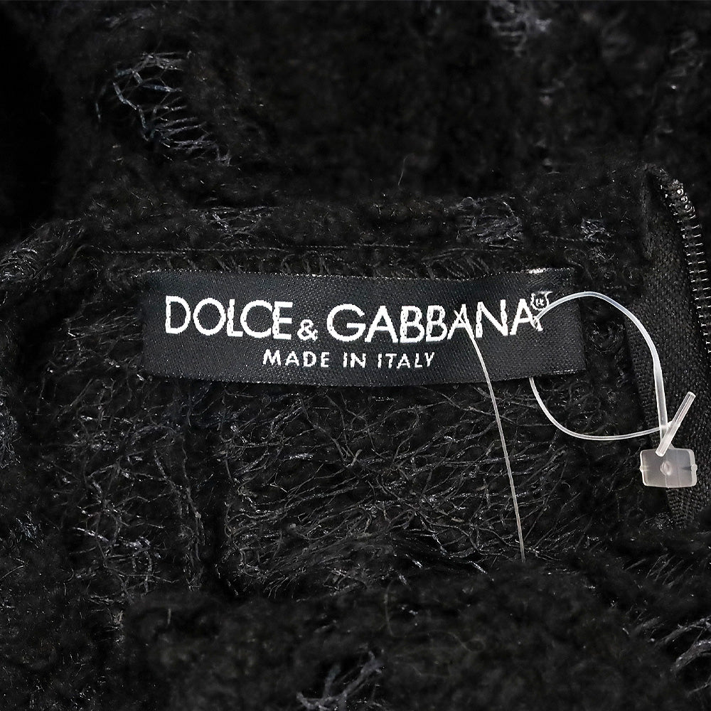 Dolce & Gabbana Black Floral Crochet Lace Mesh Long Sleeve Top