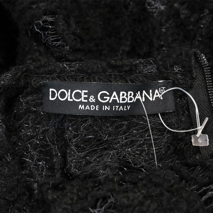 Dolce & Gabbana Black Floral Crochet Lace Mesh Long Sleeve Top