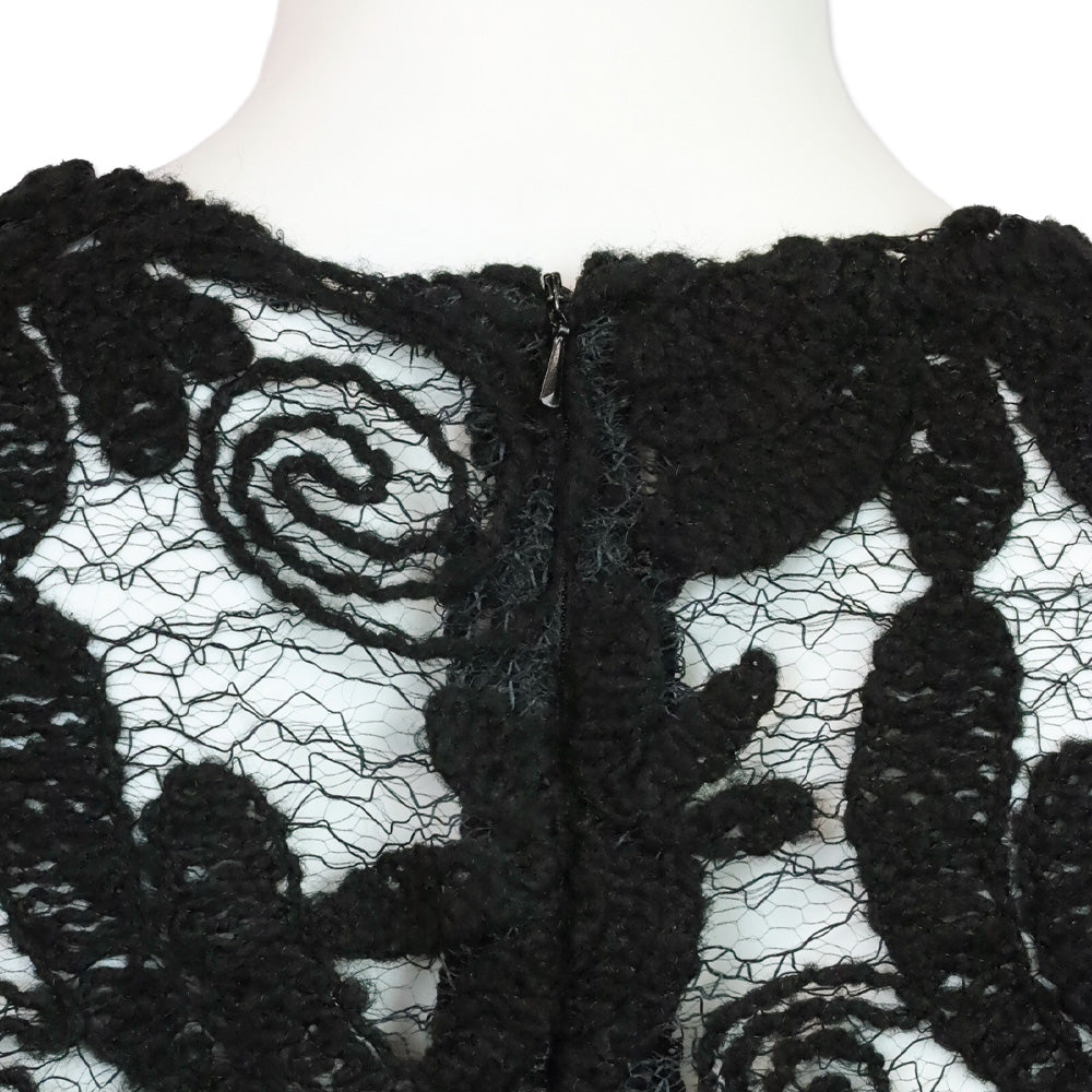 Dolce & Gabbana Black Floral Crochet Lace Mesh Long Sleeve Top