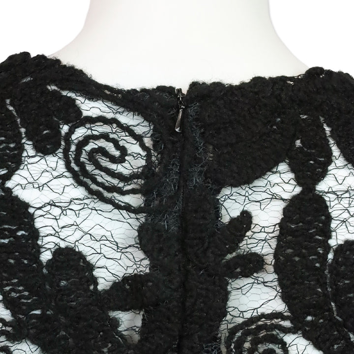 Dolce & Gabbana Black Floral Crochet Lace Mesh Long Sleeve Top