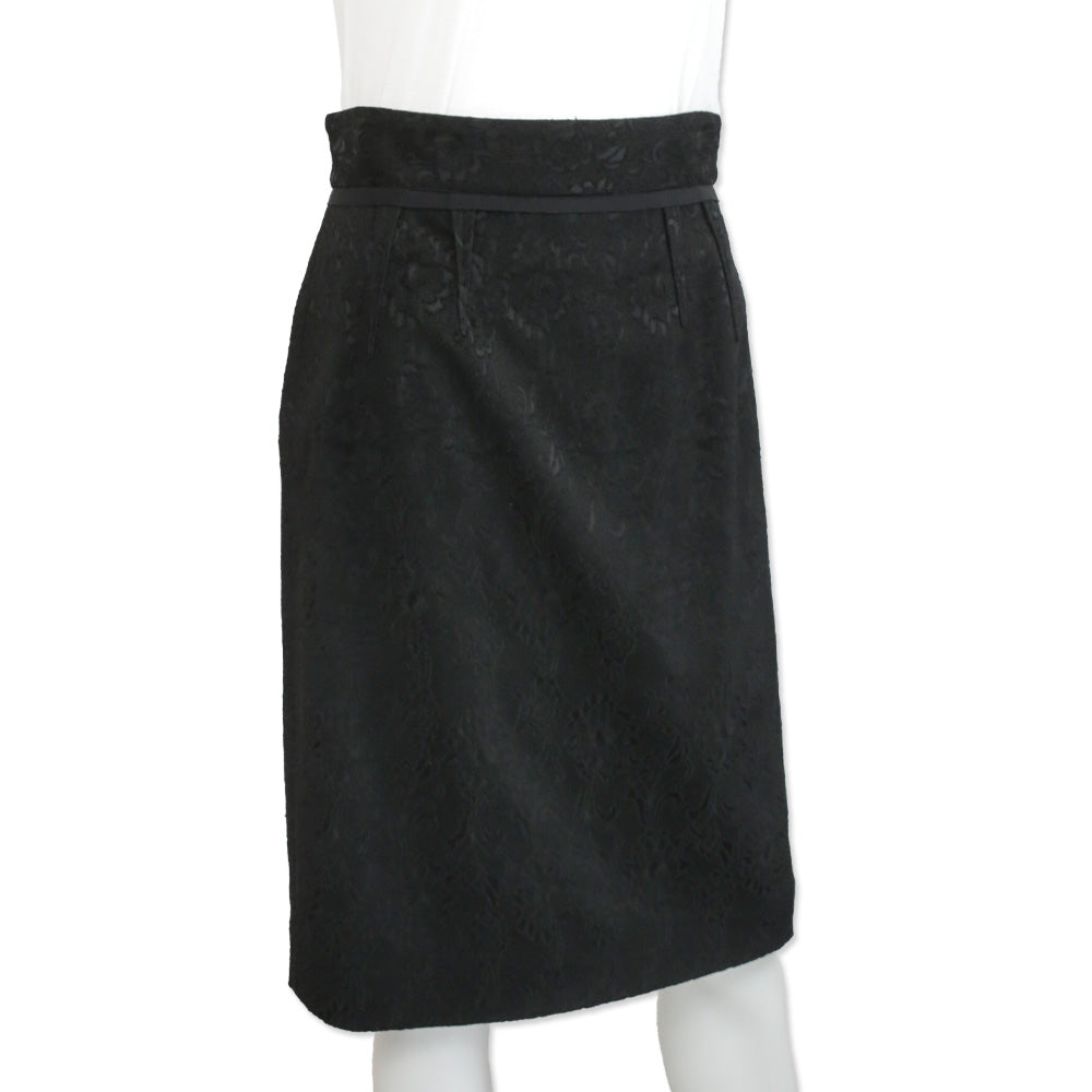 Dolce & Gabbana Black Floral Embroidered Midi Skirt