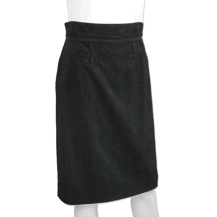 Dolce & Gabbana Black Floral Embroidered Midi Skirt