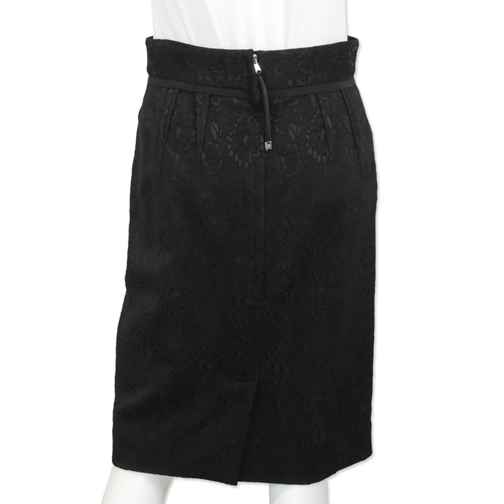 Dolce & Gabbana Black Floral Embroidered Midi Skirt