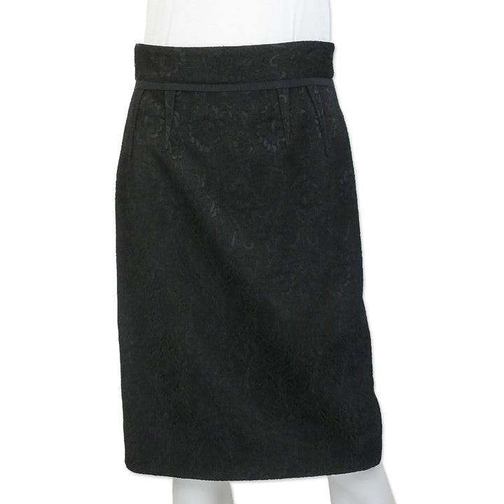Dolce & Gabbana Black Floral Embroidered Midi Skirt