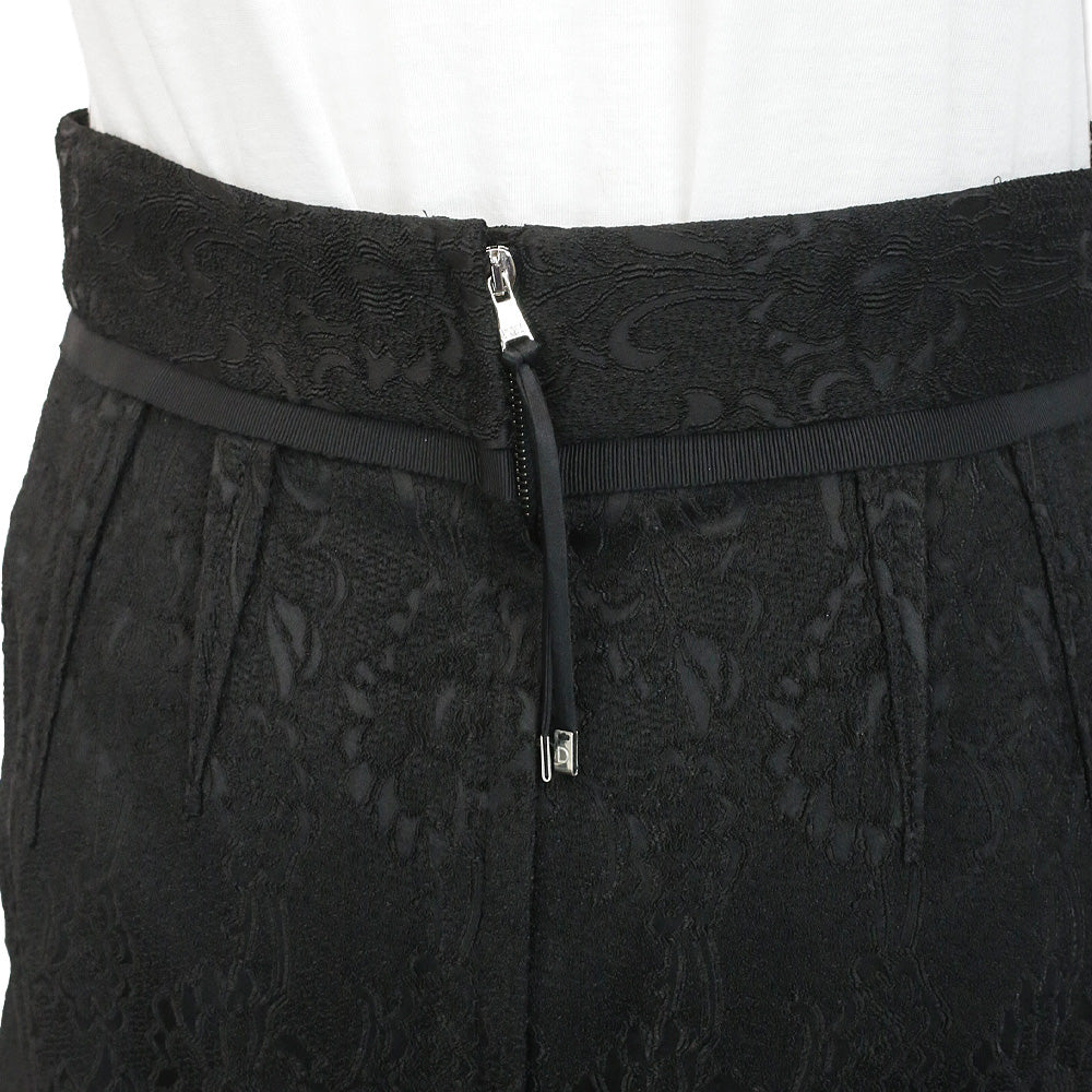 Dolce & Gabbana Black Floral Embroidered Midi Skirt