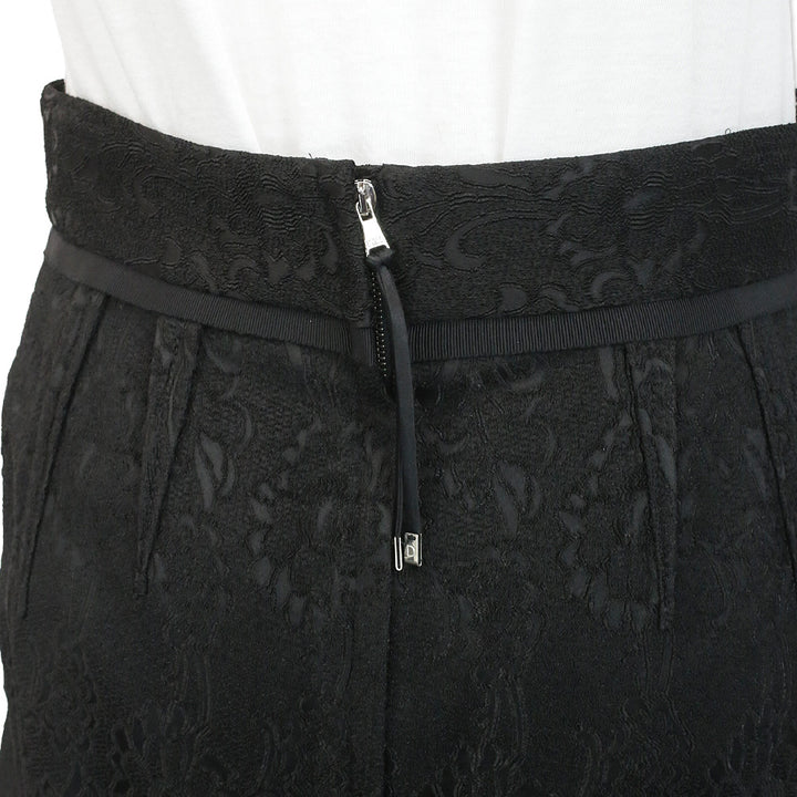 Dolce & Gabbana Black Floral Embroidered Midi Skirt