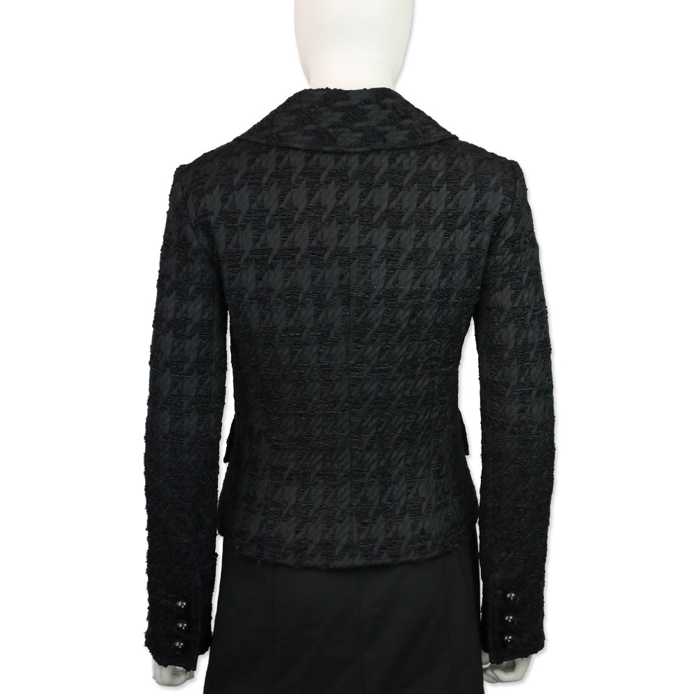 Dolce & Gabbana Black Herringbone Ruffle Woven Button Jacket