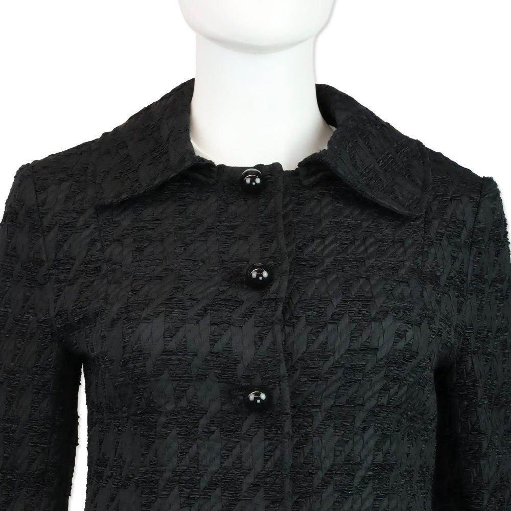 Dolce & Gabbana Black Herringbone Ruffle Woven Button Jacket