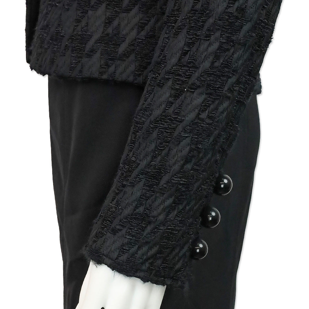 Dolce & Gabbana Black Herringbone Ruffle Woven Button Jacket