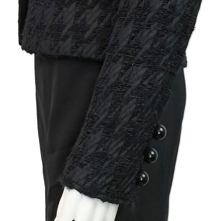 Dolce & Gabbana Black Herringbone Ruffle Woven Button Jacket