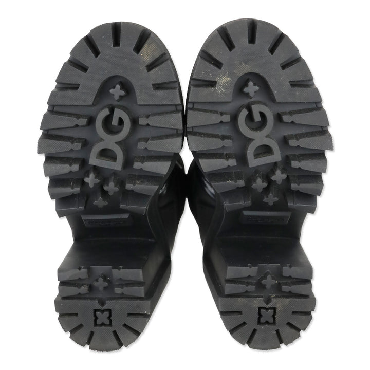 Dolce & Gabbana Black Padded Nylon and Leather Chunky Platform Trekking Booties