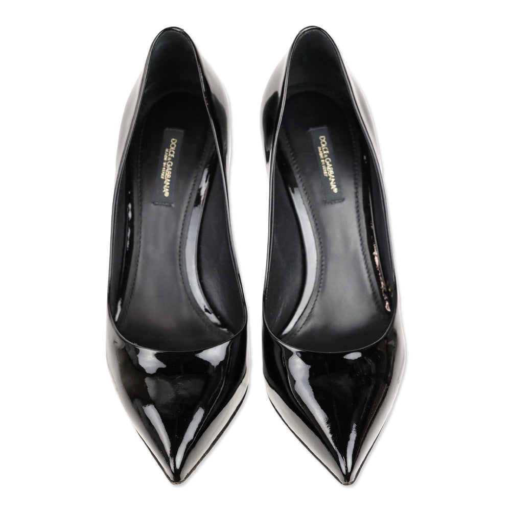 Dolce & Gabbana Black Patent Leather Pointed Toe Pump