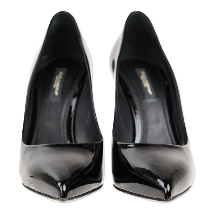 Dolce & Gabbana Black Patent Leather Pointed Toe Pump