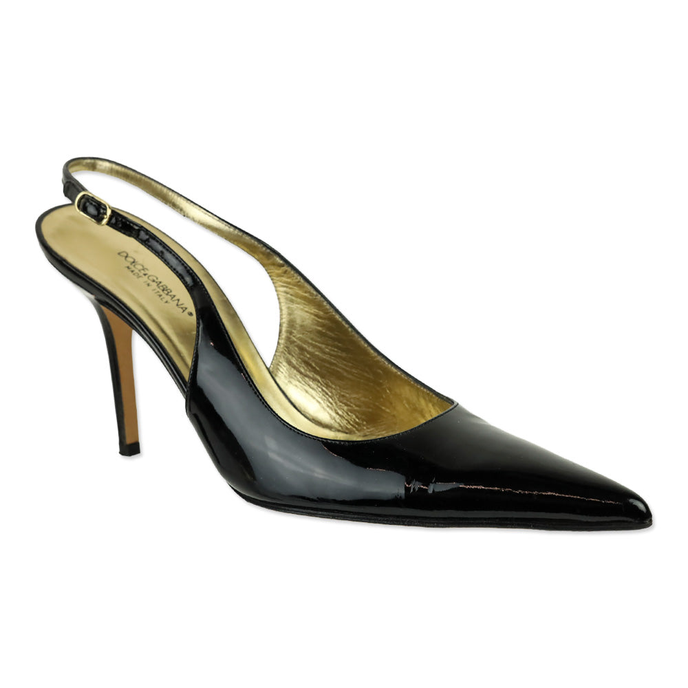 Dolce & Gabbana Black Patent Leather Slingback Pump